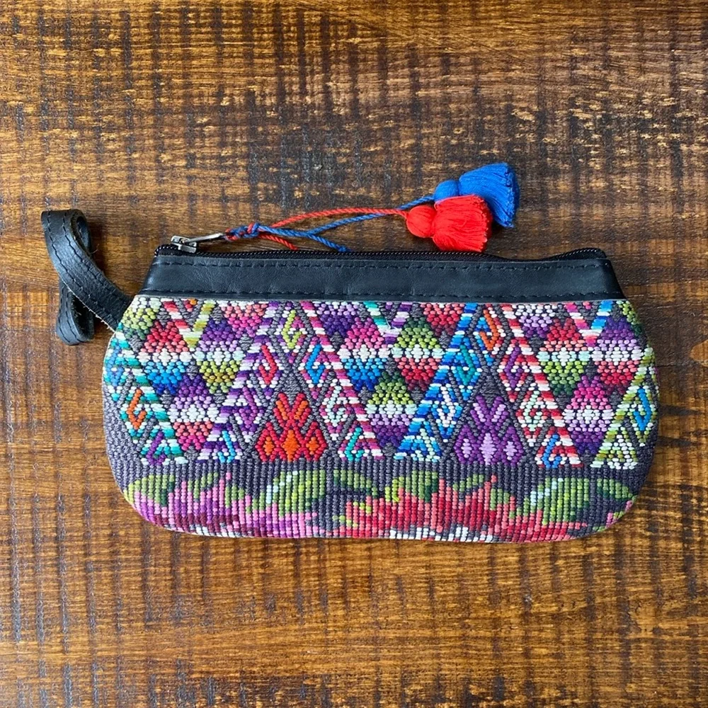Nena & Co Pilgrim Handmade Leti Huipil Embroidered Upcycled Wristlet Clutch